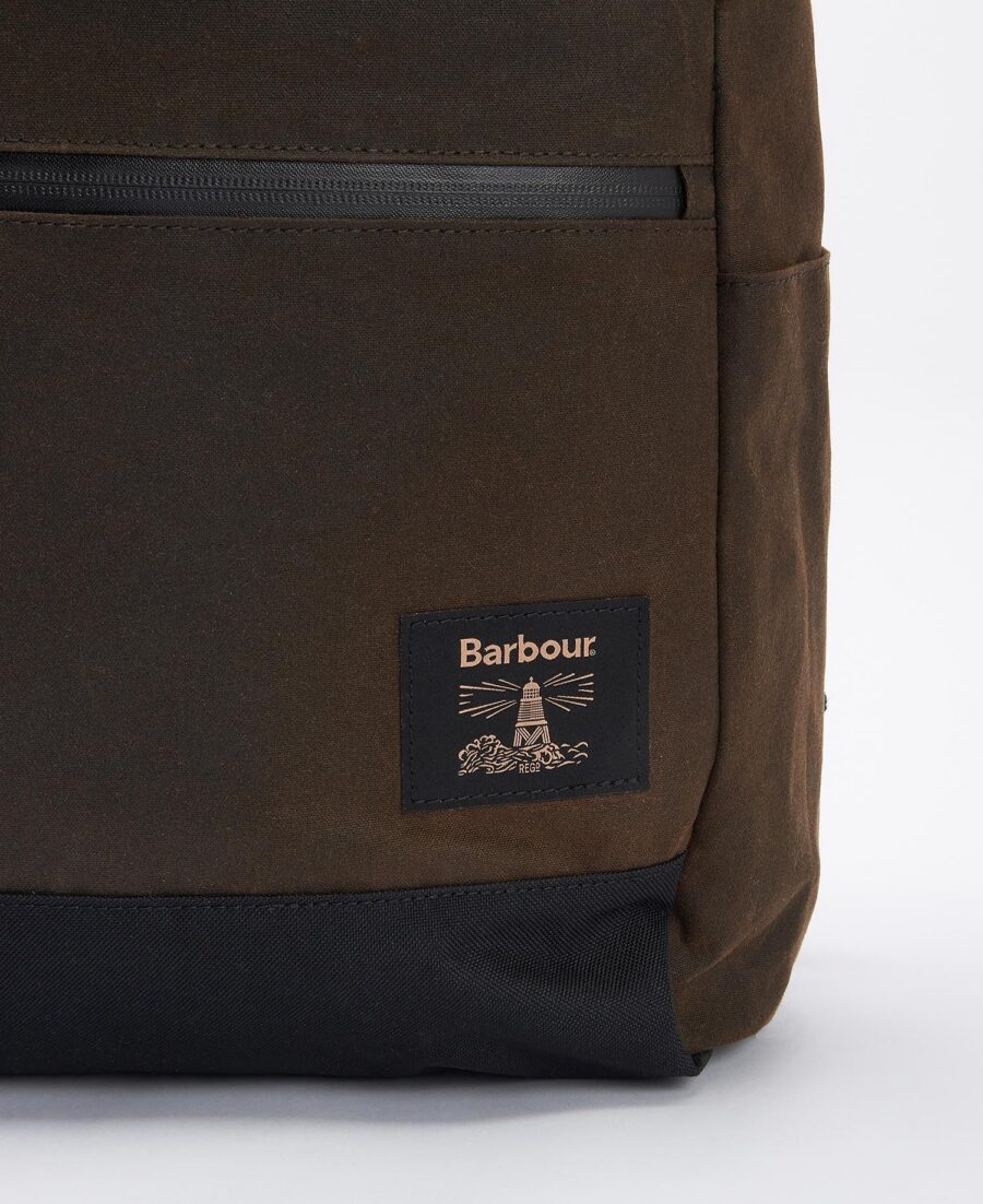 Barbour Field Wax Fold Over Top Backpack- Olive/Black