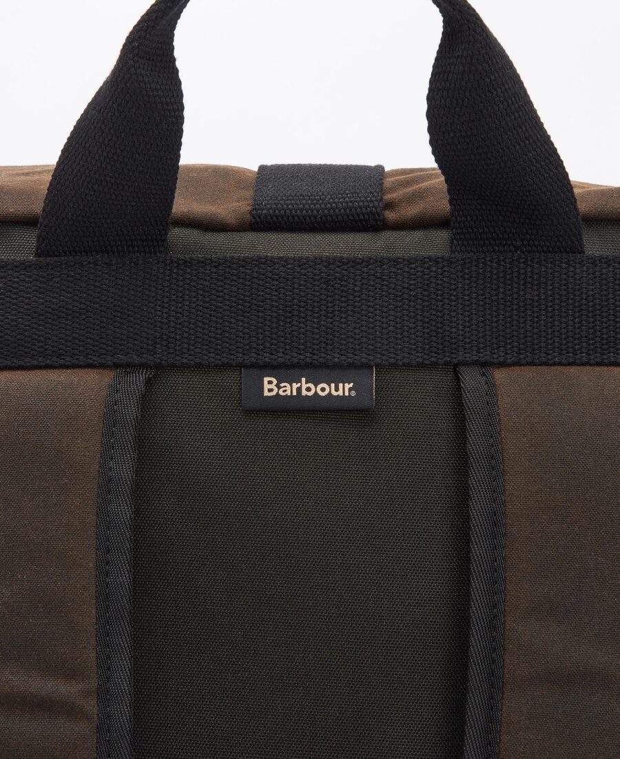 Barbour Field Wax Fold Over Top Backpack- Olive/Black