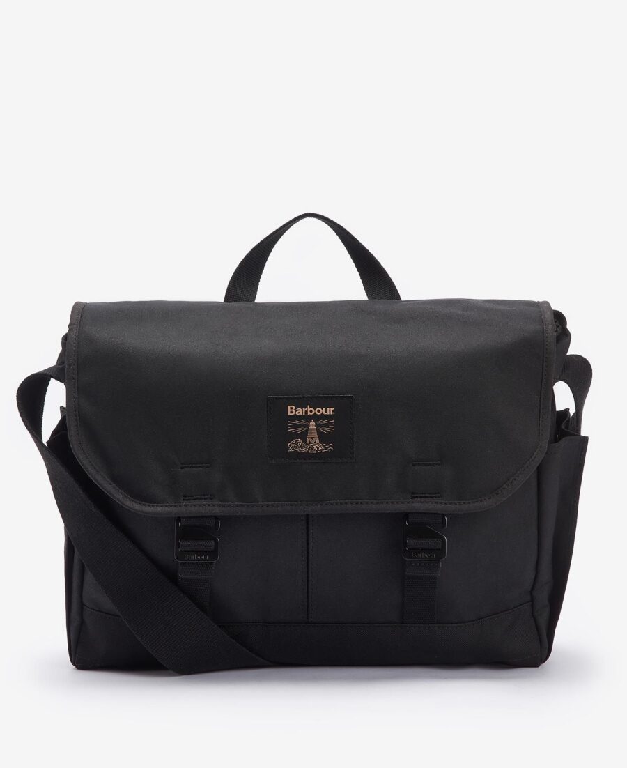 Barbour Field Wax Messenger Bag-Black