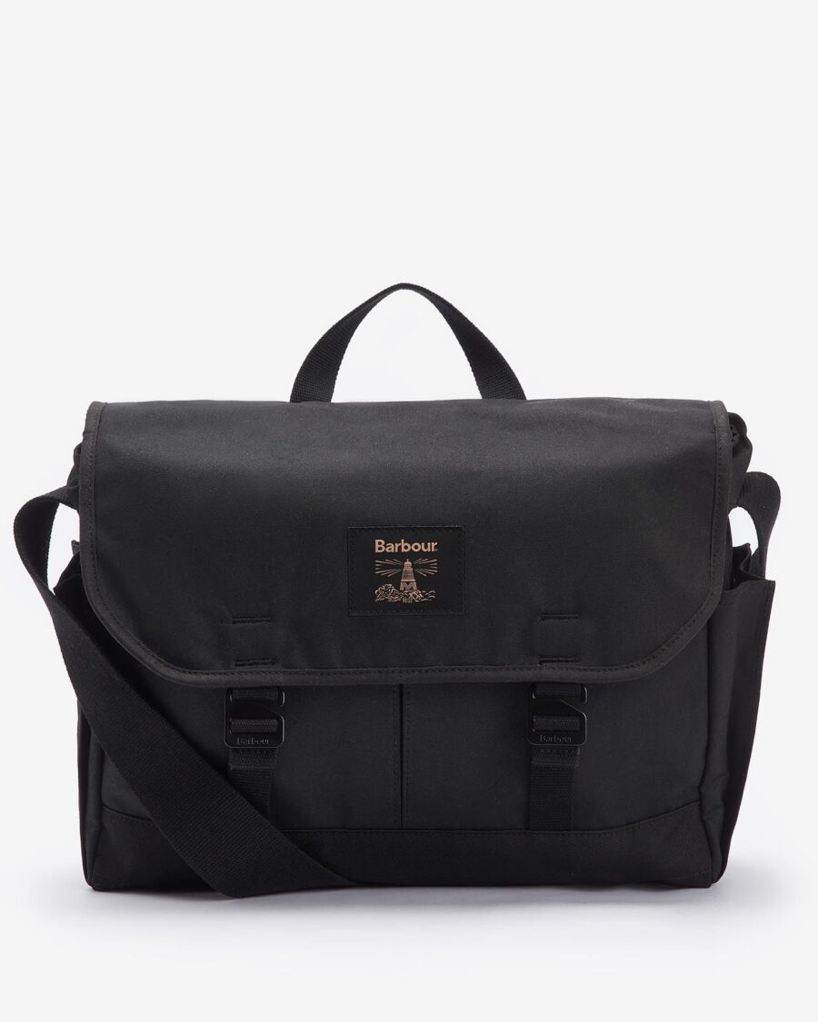 Barbour Field Wax Messenger Bag-Black